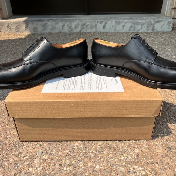 J.M. Weston 11D Black Leather Half-Hunt Derby w/ Shoe Trees - Picture 6 of 14